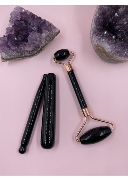 Oniks Face Roller ve Gua Sha 3lü Set