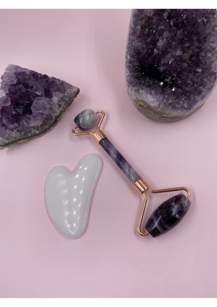 Ametist Face Roller ve Aytaşı Gua Sha 2 'li Set