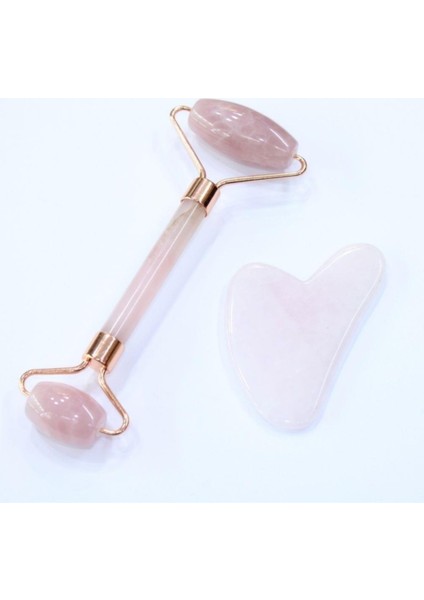 Pembe Kuvars Gua Sha & Roller Set