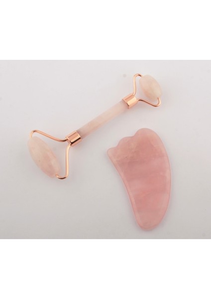 Pembe Kuvars Roller ve Gua Sha Masaj Taşı