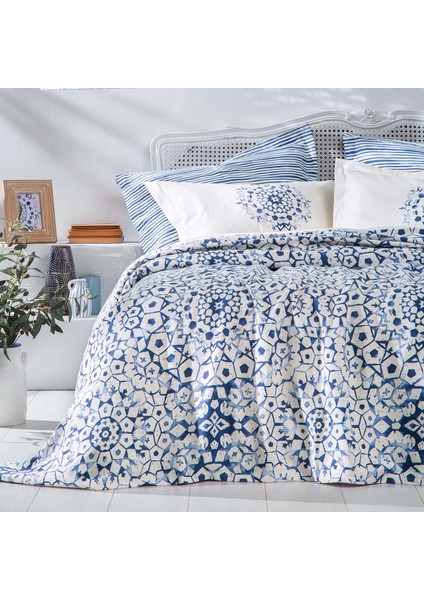 Bedding Sancia Çift Kişilik Pike Takımı - Mavi