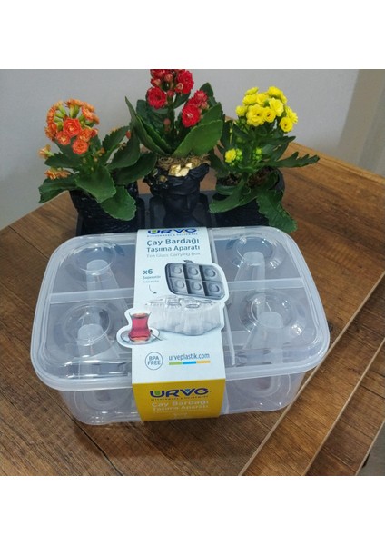 Çay Bardağı Pratik Taşıma Saklama Kabı Şeffaf Renkli
