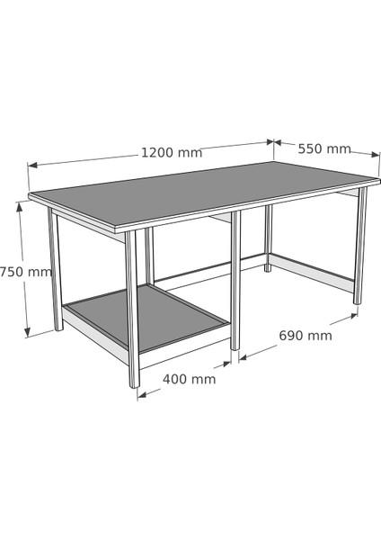 Woodface Lisa Çalışma Masası 120X75 Doğal Ahşap 2 Bölüm Özel Tasarım Uyumlu Görünüm