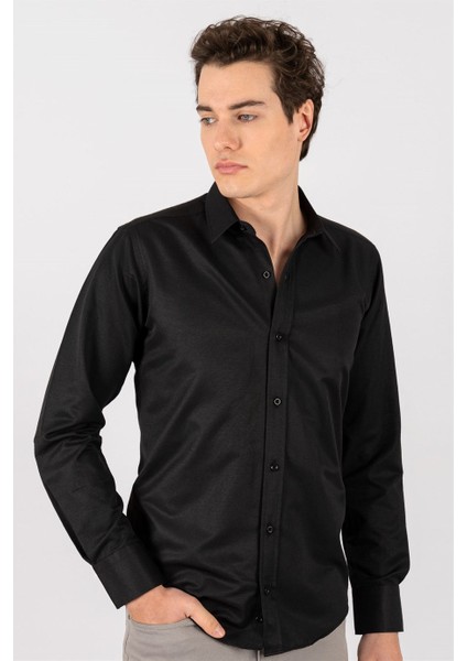 Modern Slim Fit Dar Kesim Armürlü Erkek Gömlek fiyatları