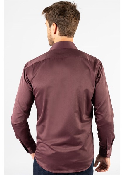 Modern Slim Fit Düz Saten Erkek Gömlek fırsatları