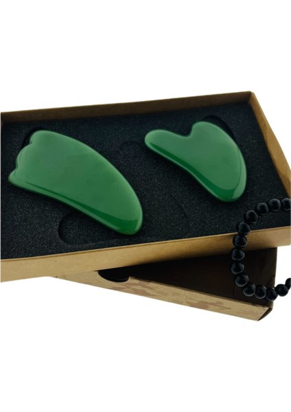Aventurin Melek Kanadı ve Aventurin Kalp Gua Sha Yüz Masaj Aleti 2’li Set