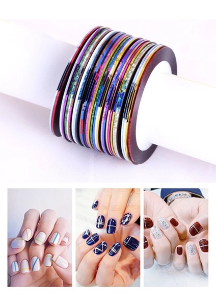 Nail Art Şerit Bant, Tırnak Süsleme, Kolay Uygulanabilir 10'lu Nail Art Bantları