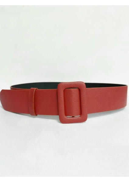 Kadın Kırmızı Deri Görünümlü Bel Kemeri ES006