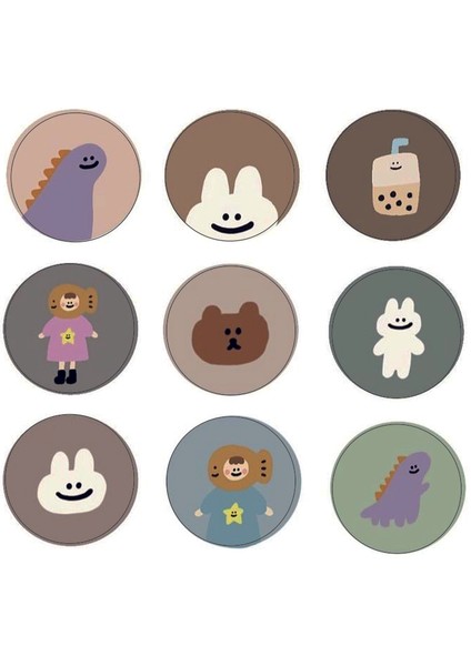 Sevimli Hayvanlar Yuvarlak Sticker (4x4 cm 27 Adet)