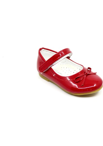 300 Kız Çocuk Kırmızı Rugan Fiyonklu Cırtlı Babet fiyatları