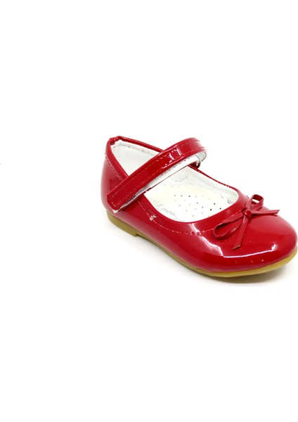 300 Kız Çocuk Kırmızı Rugan Fiyonklu Cırtlı Babet indirimleri