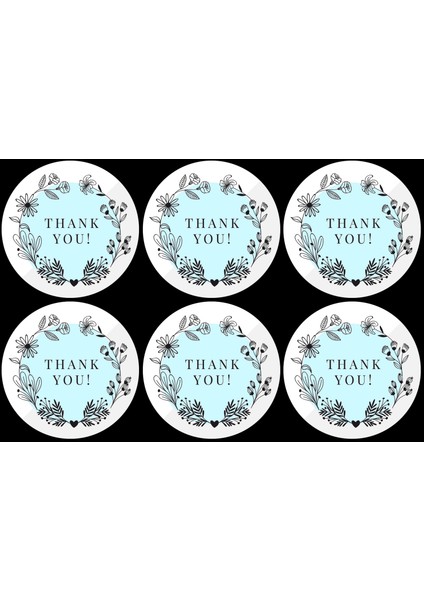 Thank You Yazılı Sticker Seti (4x4 cm 24 Adet)