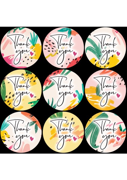 Tellgraf Thank You Yazılı Sticker Seti (4x4 cm 27 Adet)