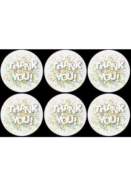 Thank You Yazılı Sticker Seti (4x4 cm 24 Adet)