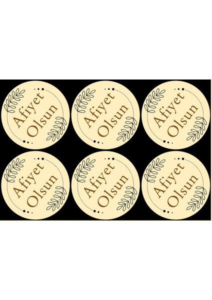 Afiyet Olsun Yazılı Sticker Seti (4x4 cm 24 Adet)