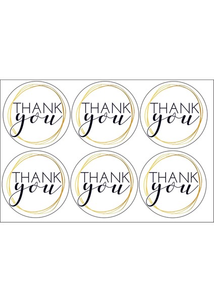 Thank You Yazılı Sticker Seti (4x4 cm 24 Adet)