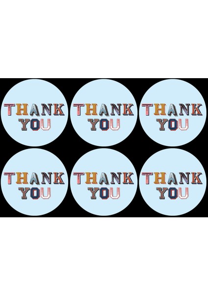 Thank You Yazılı Sticker Seti (4x4 cm 24 Adet)