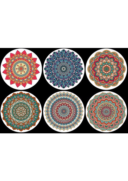 Mandala Desenli Sticker Seti (4x4 cm 24 Adet)