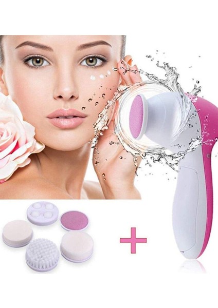 Pilli Yüz Cilt Temizleme Cihazı Siyah Nokta Peeling Fırça Seti Vücut Yüz Bakımı Masaj Aleti 5 In 1