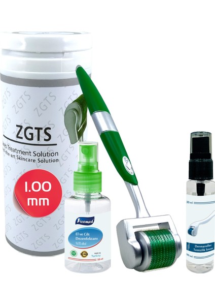 Green Line Dermaroller 1.00 mm Titanyum 540 Iğneli Saç Yüz Cilt Için Derma Roller
