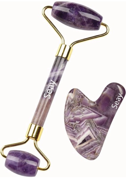 Kalp Guasha Yüz Masaj Aleti Takımı Face Roller Premium