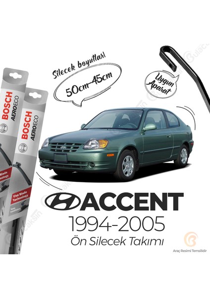 Hyundai Accent Muz Silecek Takımı (1994-2005) Bosch Aeroeco