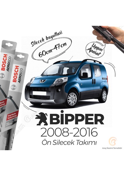 Peugeot Bipper Muz Silecek Takımı (2008-2017) Bosch Aeroeco