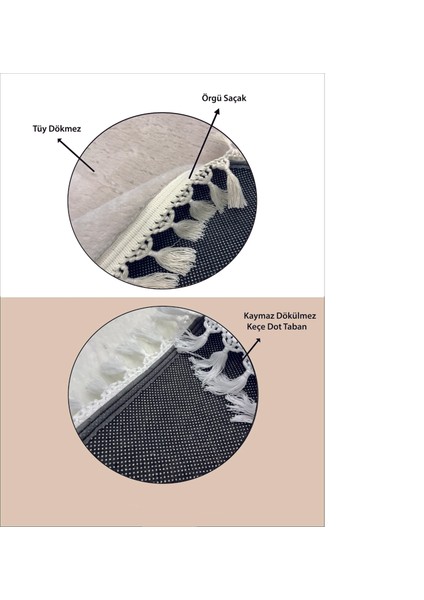 Anti Slip Taban Gri Oval Puffy Peluş Halı
