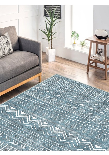 Iskandinav Kilim Desenli Halı, Dokuma Taban Dekoratif Şönil Halı