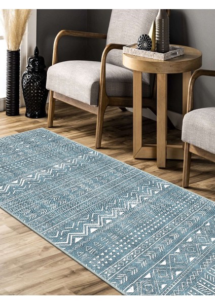 Iskandinav Kilim Desenli Halı, Dokuma Taban Dekoratif Şönil Halı