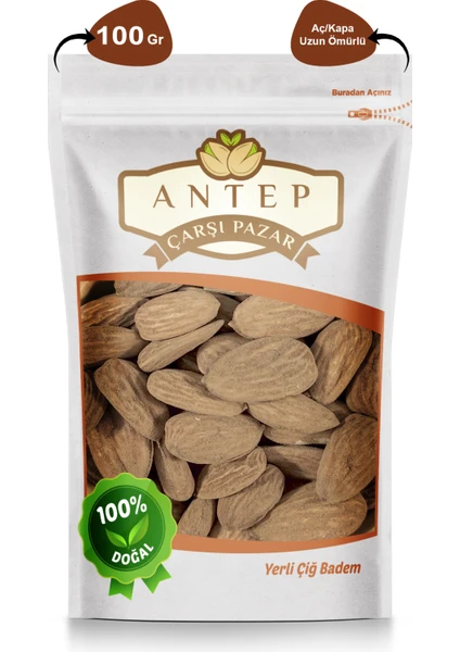 Antep Çarşı Pazar Çiğ Badem Yerli Yeni Mahsul Jumbo 100 gr