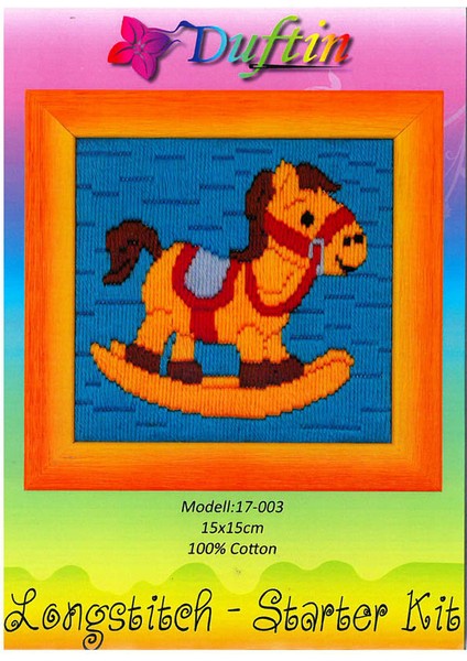 15X15 cm At Desenli Uzun Işleme Nakış Kiti - HU0347