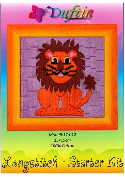 15X15 cm Aslan Desenli Uzun Işleme Nakış Kiti