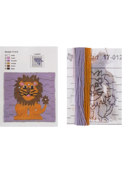 15X15 cm Aslan Desenli Uzun Işleme Nakış Kiti fiyatları