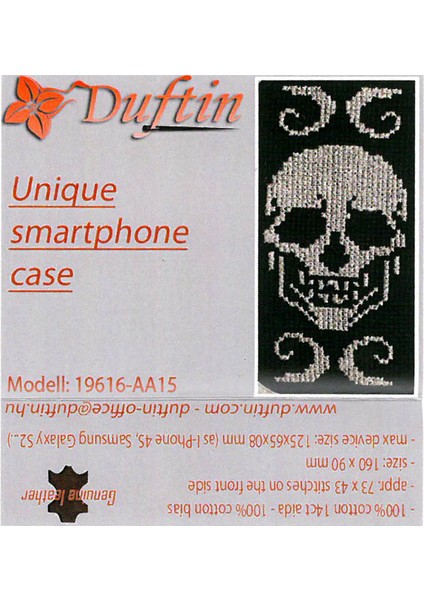 9X13 cm Kurukafa Desenli Telefon Kabı Etamin Kiti