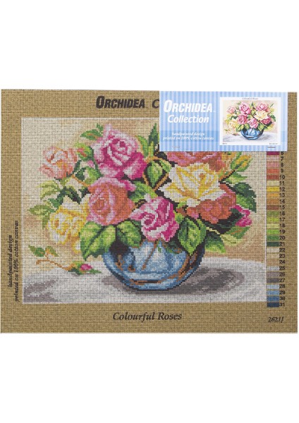 30X40CM Vazoda Çiçekler Baskılı Goblen