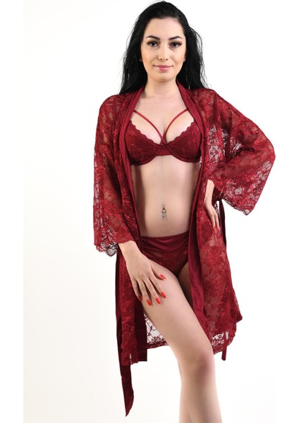 Calandre Dantel Sabahlık 4663 - Bordo