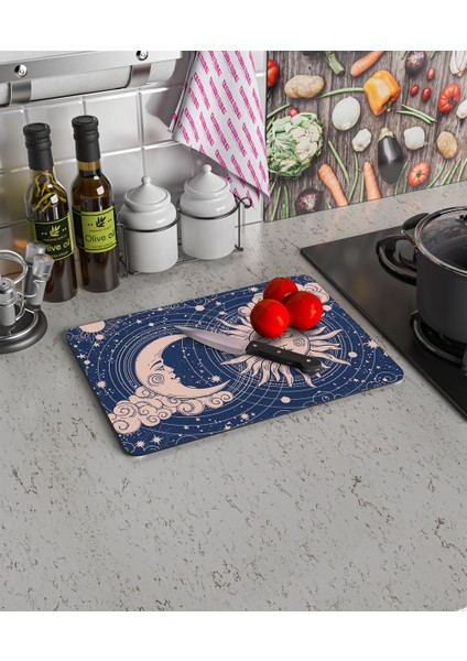 Cam Kesme Tahtası ve Sunum Tablası My Kitchen Horoscope Desenli modelleri