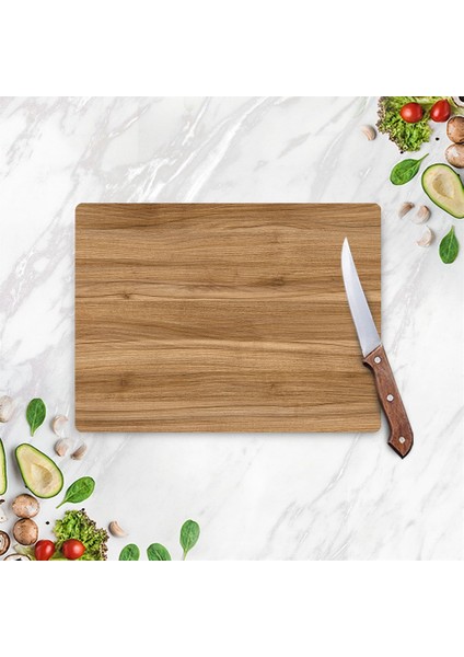 Cam Kesme Tahtası ve Sunum Tablası Açık Renk Ahşap Meşe Desenli fırsatları