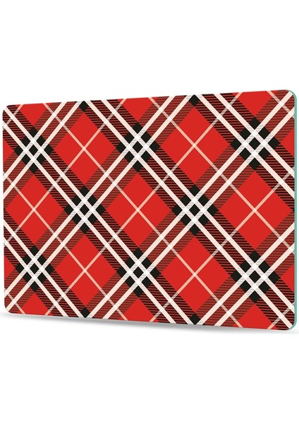 Cam Kesme Tahtası ve Sunum Tablası Ekose Desenli