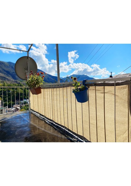Gölgelik File Kamp Gölgeliği - 95lik - 4 Metre En Krem - Şeritli Halkalı - Veranda Gölgelik Balkon Gölgelik fiyatları
