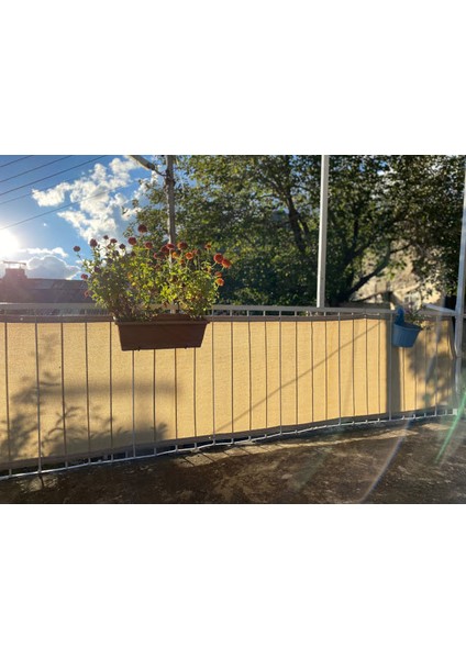 Gölgelik File Kamp Gölgeliği - 95lik - 4 Metre En Krem - Şeritli Halkalı - Veranda Gölgelik Balkon Gölgelik modelleri
