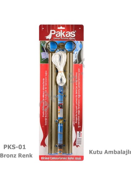 Pakas Balkon Çamaşır Kurutma Askısı Yuvarlak Küpeşte Pks 01 Bronz