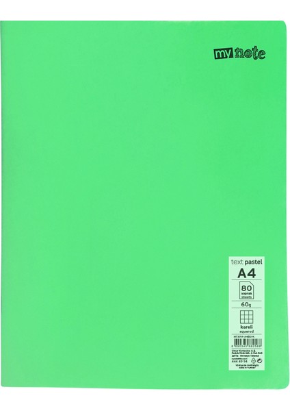 Text Pastel A4 80 Yaprak 4'lü Defter Seti - 2 Kareli, 2 Çizgili