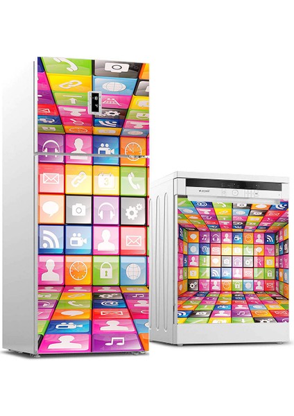 Buzdolabı ve Bulaşık Makinası Sticker Beyaz Eşya Kaplama Beyaz Eşya Sticker Kaplama Sosyal