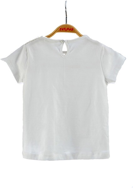 Kız Çocuk Ekru Dantelli T-Shirt (6AY-4YAŞ) fiyatları