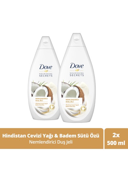 Nemlendirici Duş Jeli Hindistan Cevizi Yağı ve Badem Sütü Özü 500 ML x2 Adet