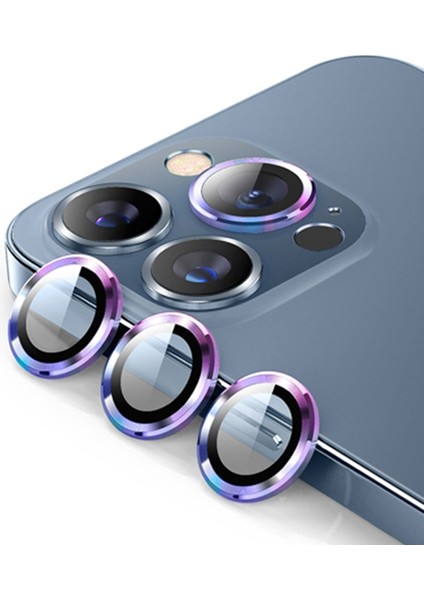 Apple iPhone 13 Pro -13 Pro Max 3D Metal Çerçeveli Kamera Lens Koruyucu