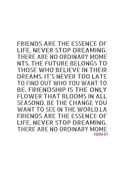 Yazı Temalı Stencil Şablon 25X25 cm