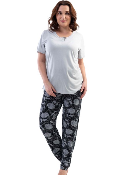 Vıscon Büyük Beden Kısa Kol Pijama Takım